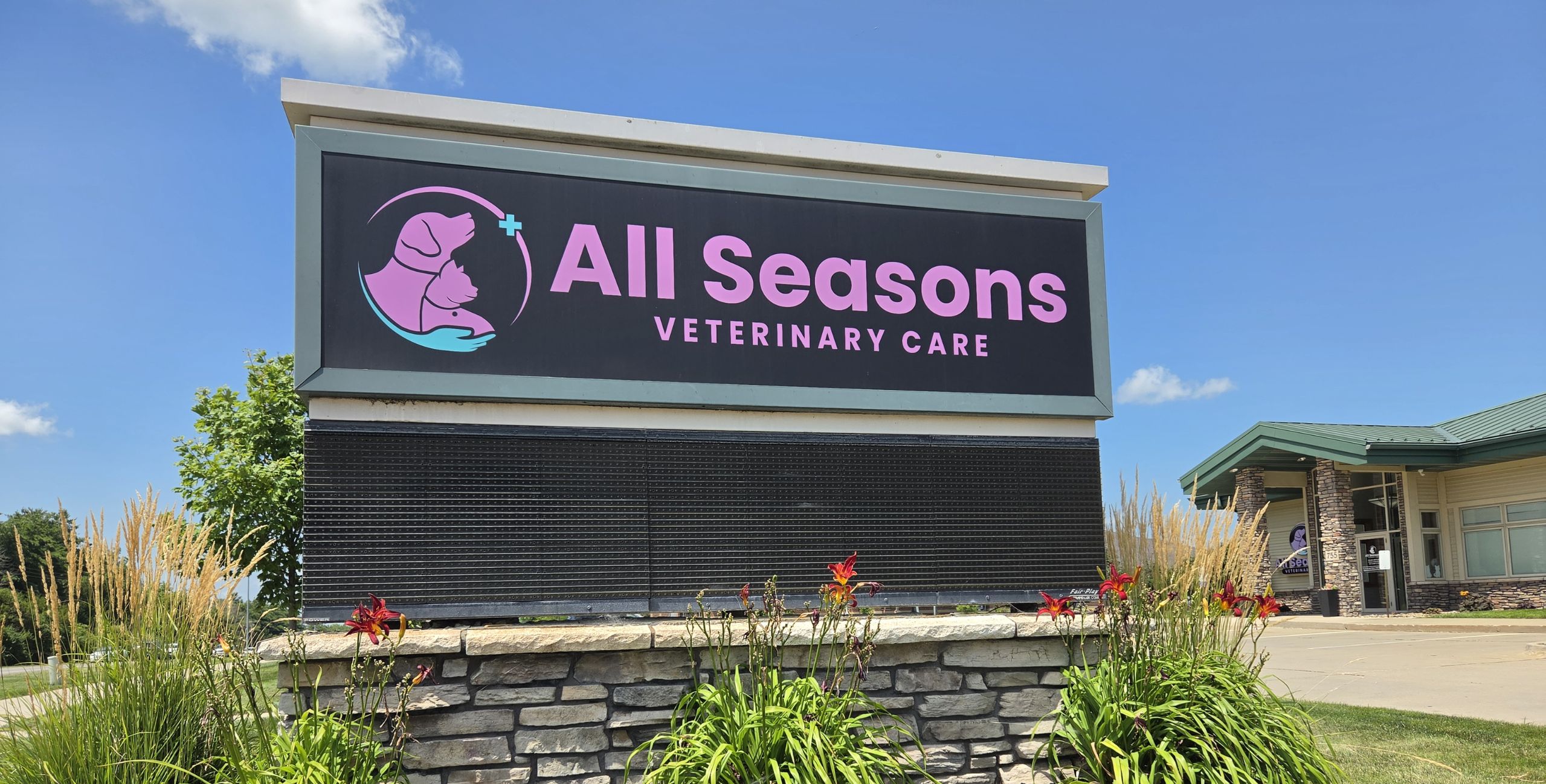 All Seasons Veterinary Care sign board